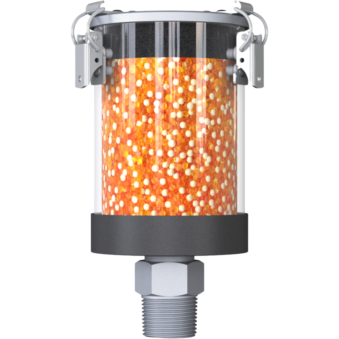 VV-R 2M N1"m : Giebel VV-R Desiccant Breather Dryer, Refillable, No Check Valves, 51-200 ml Water Capacity, FKM Seals, 3-Micron Paper Filter, 1" Male NPT