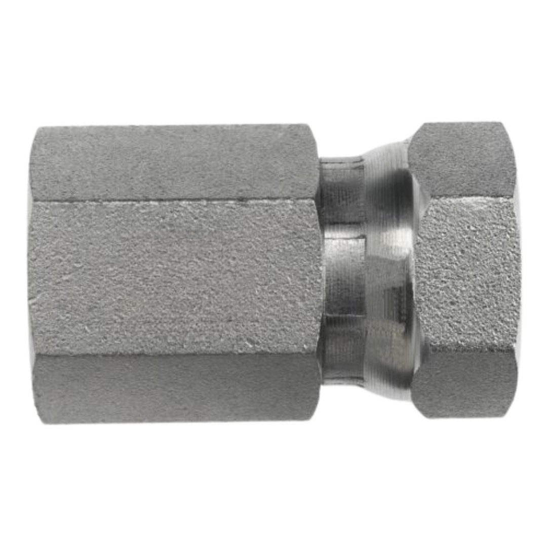 1405-12-12-SS : OneHydraulics Straight Stainless Adapter, 3/4-14 (-12) Female NPTF x 3/4-14 (-12) Female NPSM Swivel, 2700psi