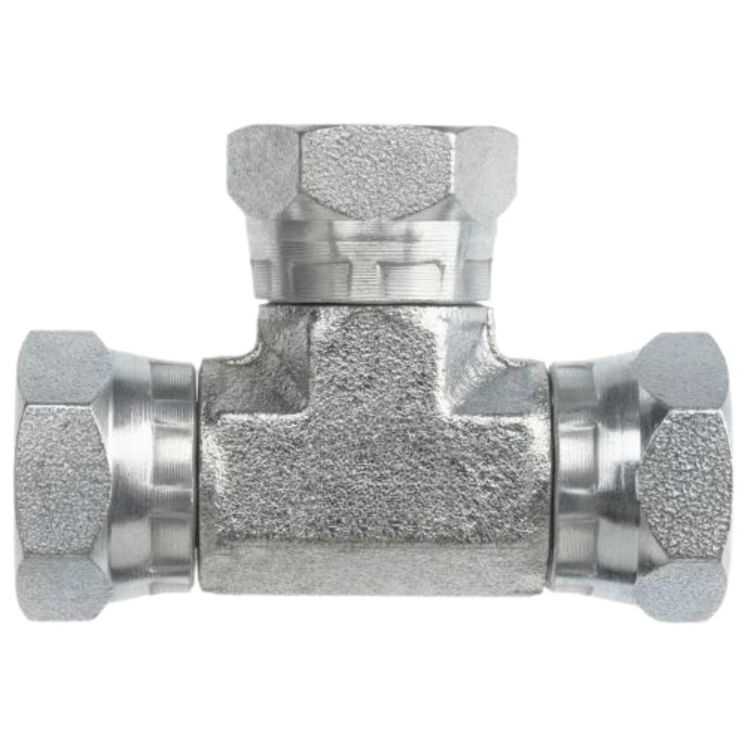 1603-02-02-02-FG : OneHydraulics Tee Steel Adapter, 1/8-27 (-02) Female NPSM Swivel x 1/8-27 (-02) Female NPSM Swivel x 1/8-27 (-02) Female NPSM Swivel, 5000psi