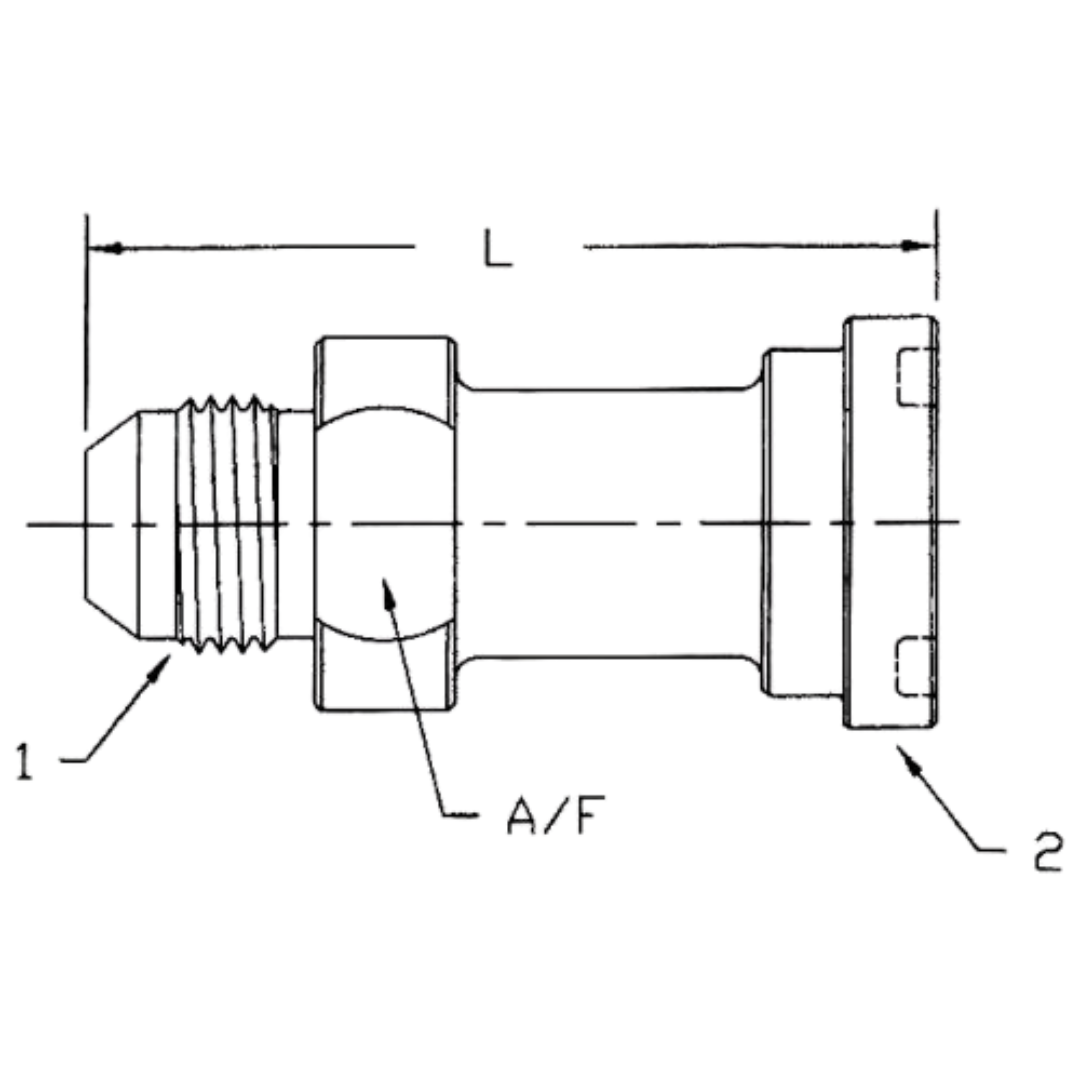 1800-24-20 : OneHydraulics Straight Steel Adapter, 1-7/8-12 (-24) Male JIC x 1.25" (-20) Code 62 Flange Head
