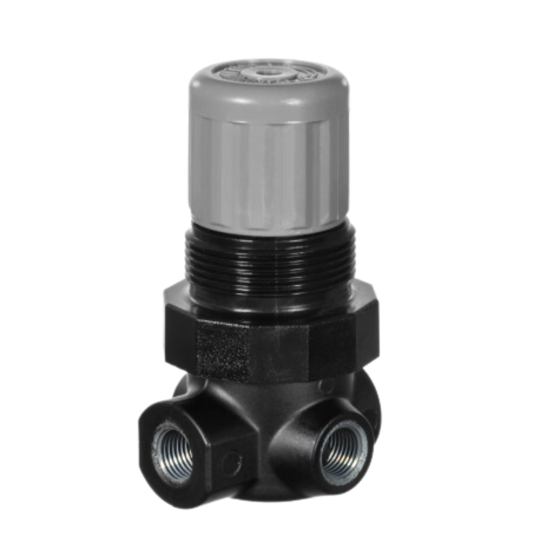 V07-100-NNKA : Norgren V07 Series, pressure relief valve, 1/8" NPT ports, adjustable relief pressure 4 to 101PSI, without gauge
