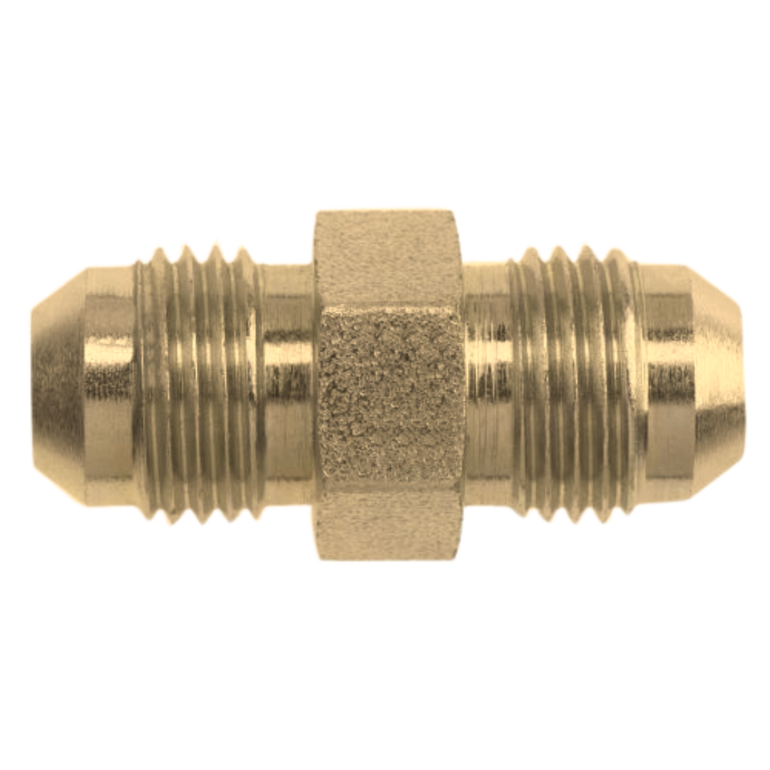 2403-02-02-B : OneHydraulics Straight Brass Rigid Adapter, 5/16-24 (-02) Male JIC x 5/16-24 (-02) Male JIC, 3300psi