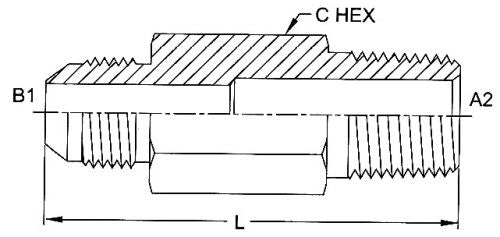 2404-LL-08-06 : OneHydraulics Straight Steel Rigid X-Long Adapter, 3/4-16 (-08) Male JIC x 3/8-18 (-06) Male NPT, 6000psi