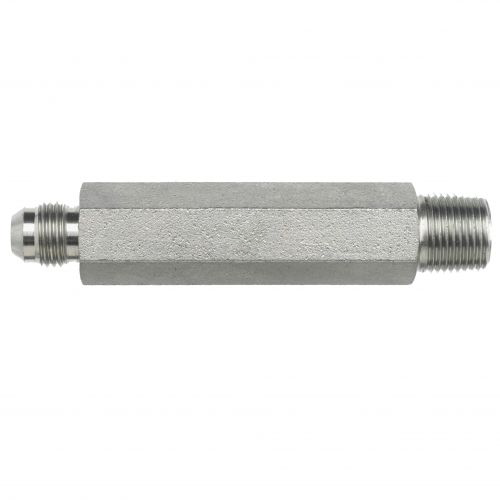 2404-LL-08-06 : OneHydraulics Straight Steel Rigid X-Long Adapter, 3/4-16 (-08) Male JIC x 3/8-18 (-06) Male NPT, 6000psi