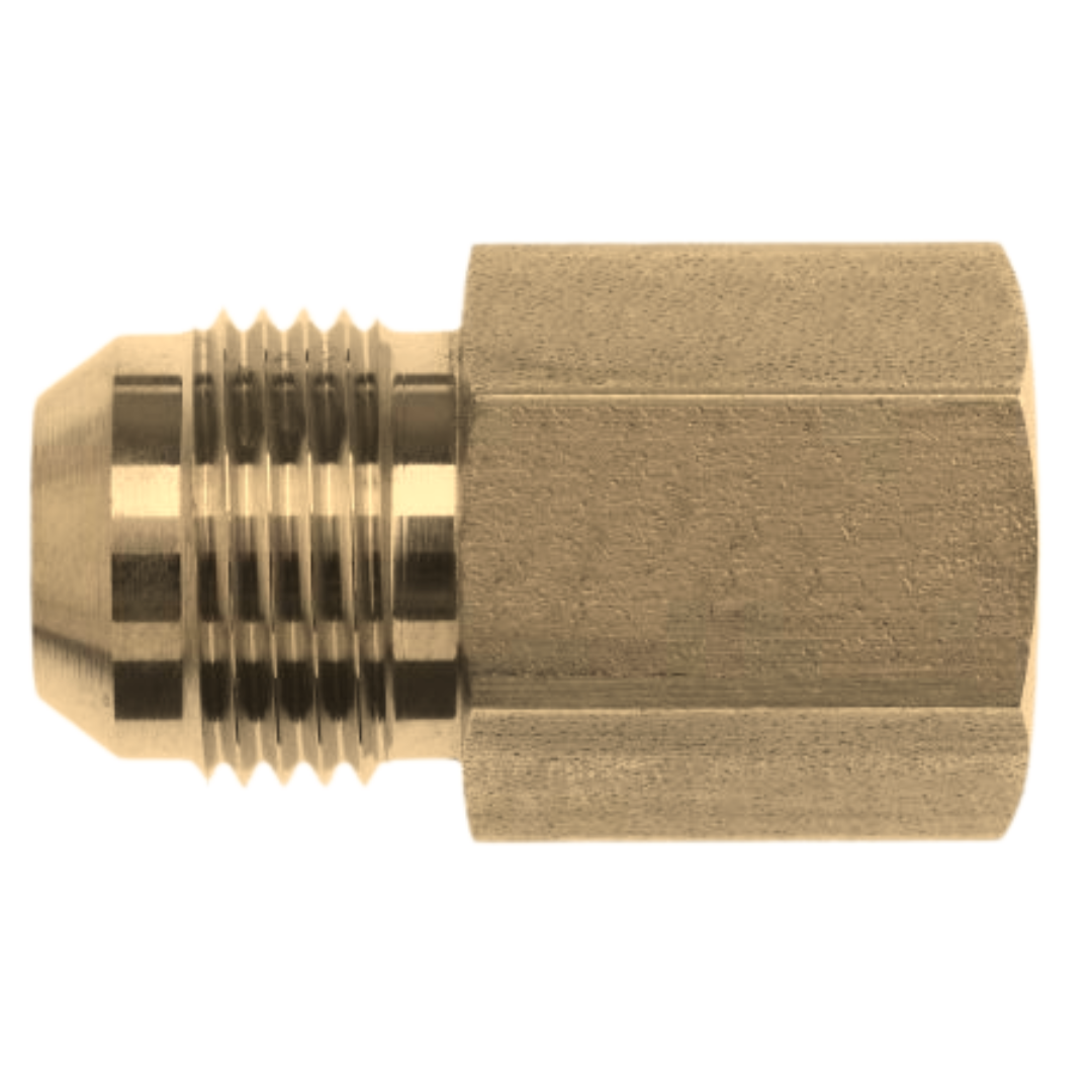 2405-05-04-B : OneHydraulics Straight Brass Adapter, 1/2-20 (-05) Male JIC x 1/4-18 (-04) Female NPT, 3300psi