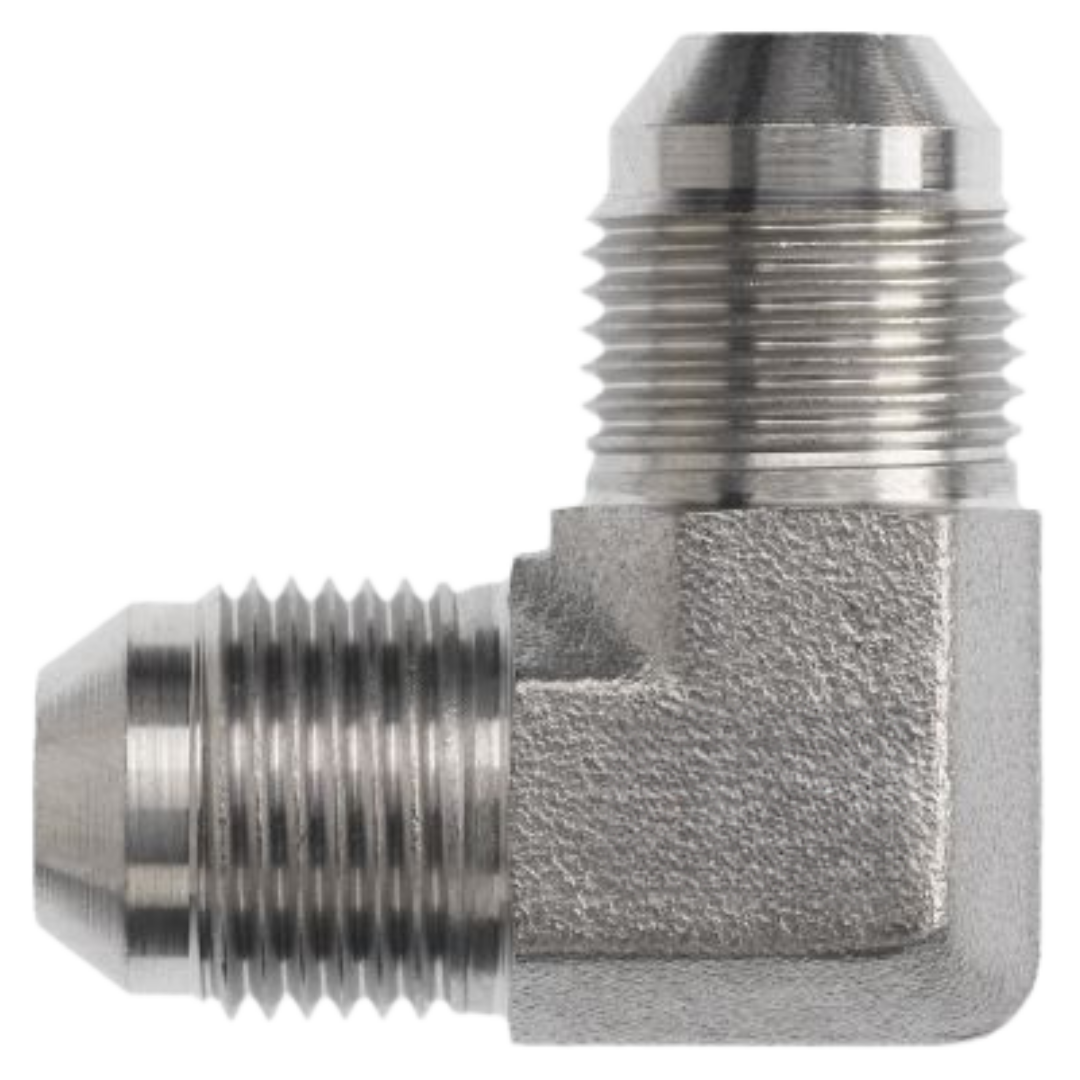 2500-05-05-SS : OneHydraulics 90-Degree Stainless Adapter, 1/2-20 (-05) Male JIC x 1/2-20 (-05) Male JIC, 7200psi