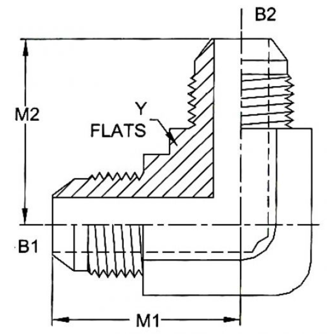 2500-05-05-SS : OneHydraulics 90-Degree Stainless Adapter, 1/2-20 (-05) Male JIC x 1/2-20 (-05) Male JIC, 7200psi
