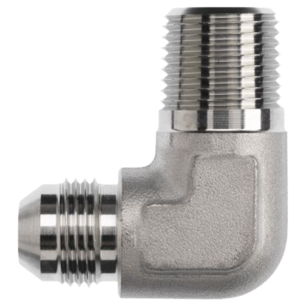 2501-04-02-SS : OneHydraulics 90-Degree Stainless Adapter, 7/16-20 (-0