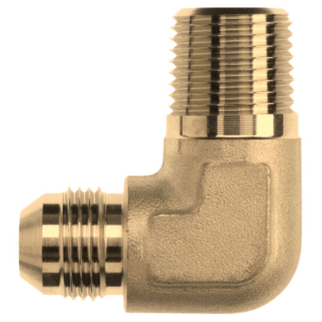 2501-24-24-B : OneHydraulics 90-Degree Brass Adapter, 1-7/8-12 (-24) Male JIC x 1-1/2-11-1/2 (-24) Male NPT