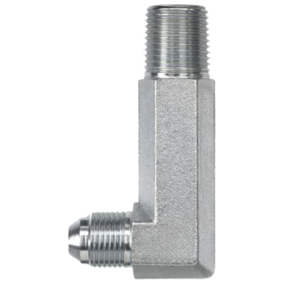 2501-LL-20-20-FG : OneHydraulics 90-Degree Steel Extra Long Adapter, 1-5/8-12 (-20) Male JIC x 1-1/4-11-1/2 (-20) Male NPT, 3000psi