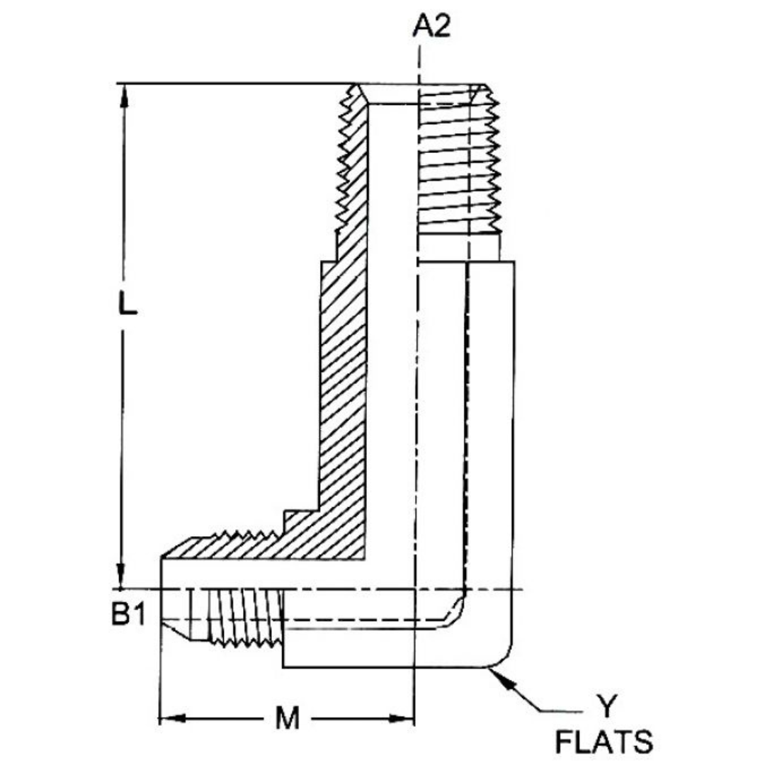 2501-LL-20-20-FG : OneHydraulics 90-Degree Steel Extra Long Adapter, 1-5/8-12 (-20) Male JIC x 1-1/4-11-1/2 (-20) Male NPT, 3000psi