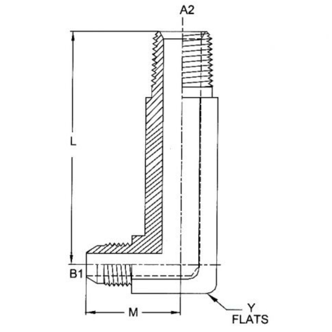 2501-LLL-08-08-FG : OneHydraulics 90-Degree Steel XX-Long Adapter, 3/4-16 (-08) Male JIC x 1/2-14 (-08) Male NPT, 6000psi