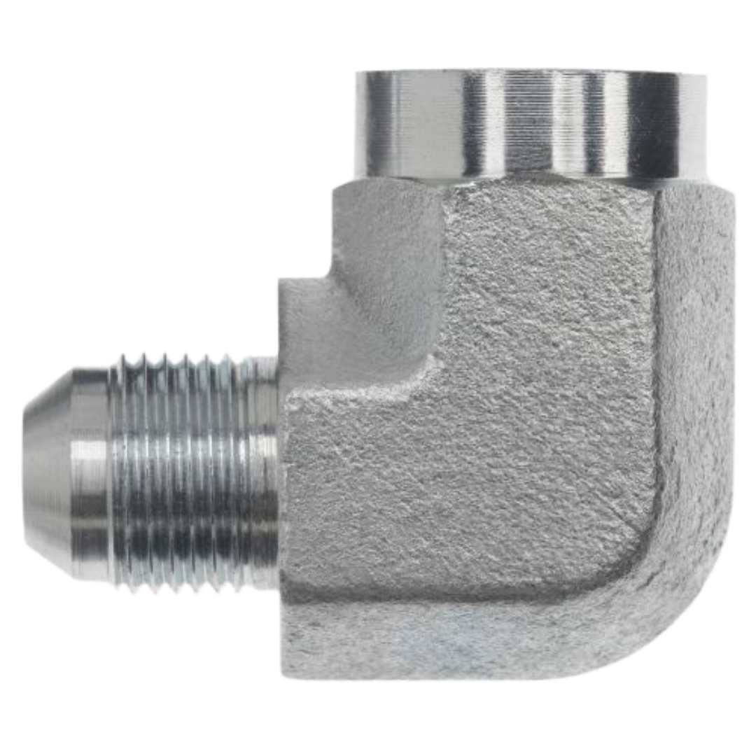 2502-08-04-SS : OneHydraulics 90-Degree Stainless Adapter, 3/4-16 (-08) Male JIC x 1/4-18 (-04) Female NPT, 6000psi