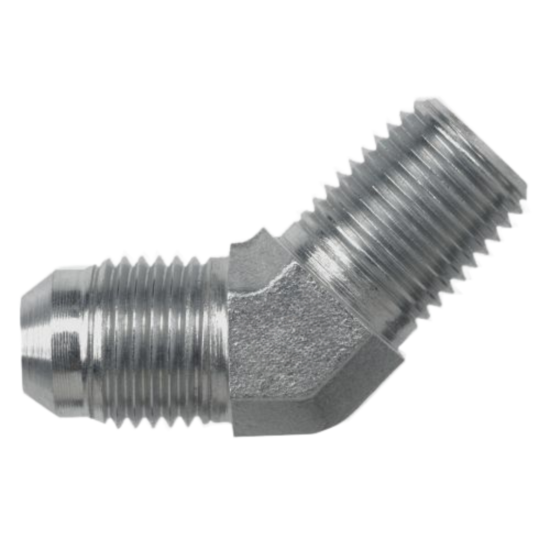 2503-05-02-SS : OneHydraulics 45-Degree Stainless Adapter, 1/2-20 (-05) Male JIC x 1/8-27 (-02) Male NPT, 7200psi