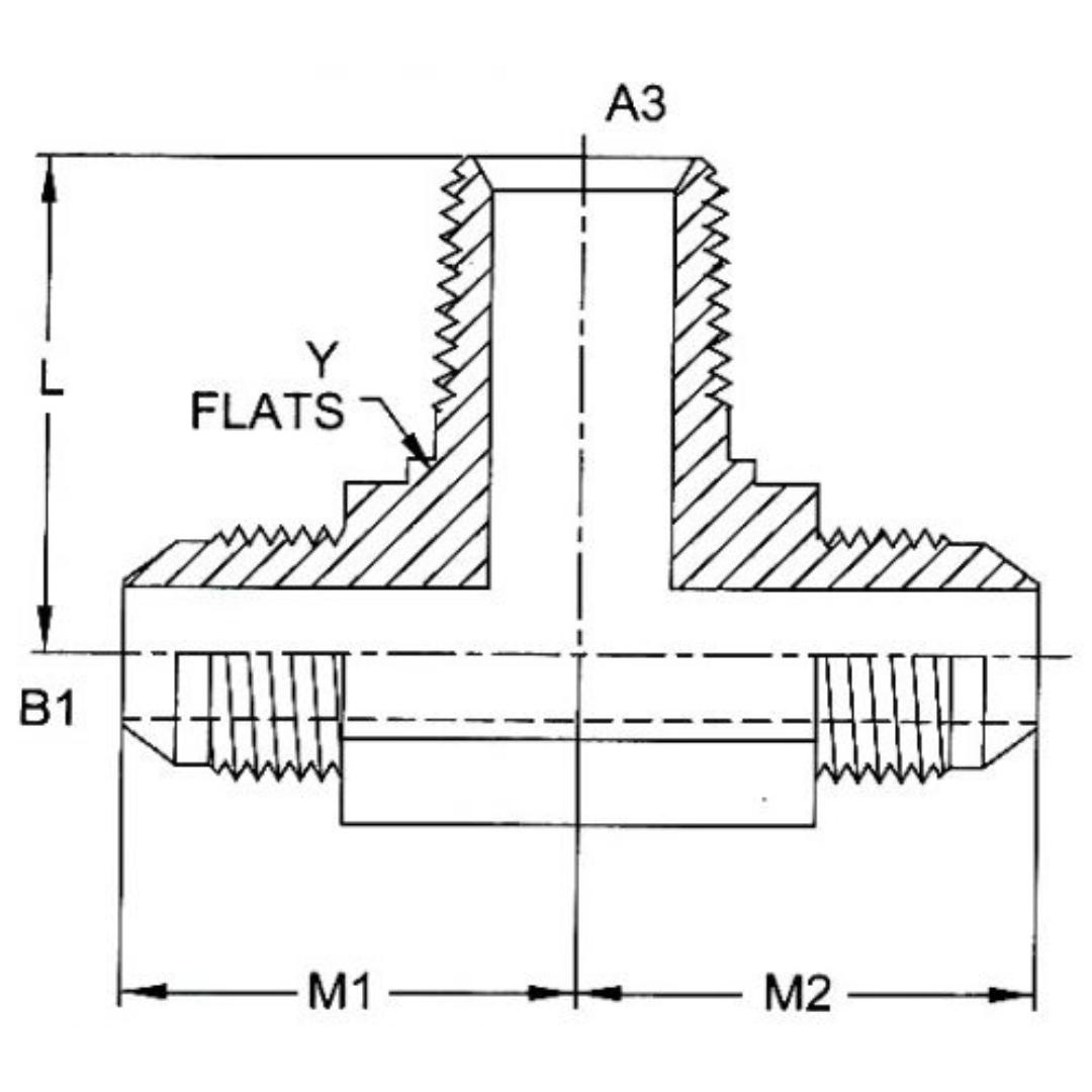 2601-08-08-06-FG : OneHydraulics Tee Steel Adapter, 3/4-16 (-08) Male JIC x 3/4-16 (-08) Male JIC x 3/8-18 (-06) Male NPT, 6000psi