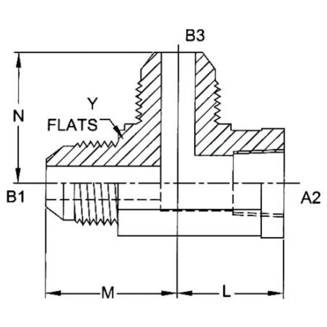 2606-20-20-20-FG : OneHydraulics Tee Steel Adapter, 1-5/8-12 (-20) Male JIC x 1-1/4-11-1/2 (-20) Female NPT x 1-5/8-12 (-20) Male JIC, 2500psi