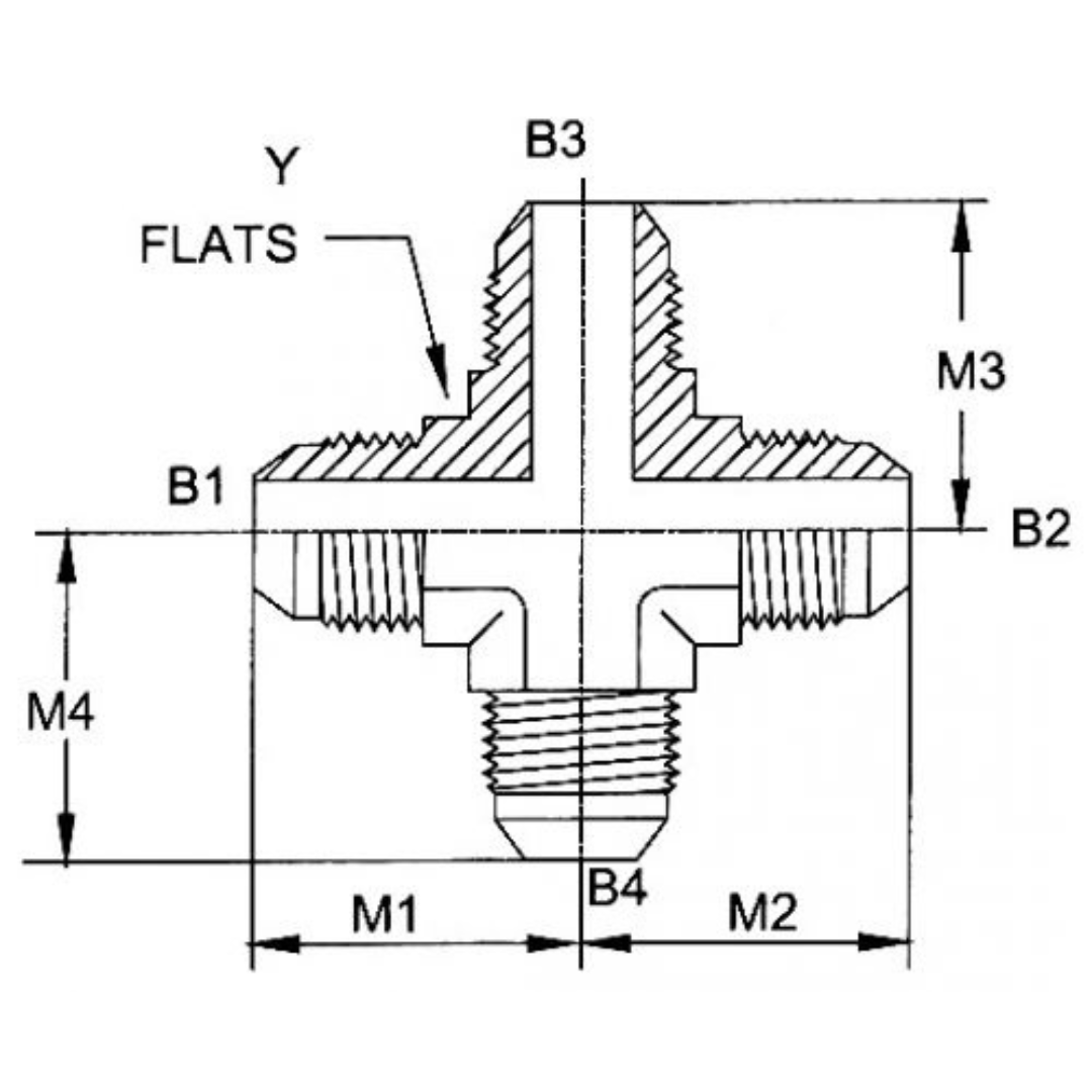 2650-24-24-24-24-FG : OneHydraulics Cross Steel Adapter, 1-7/8-12 (-24) Male JIC x 1-7/8-12 (-24) Male JIC x 1-7/8-12 (-24) Male JIC x 1-7/8-12 (-24) Male JIC, 3000psi