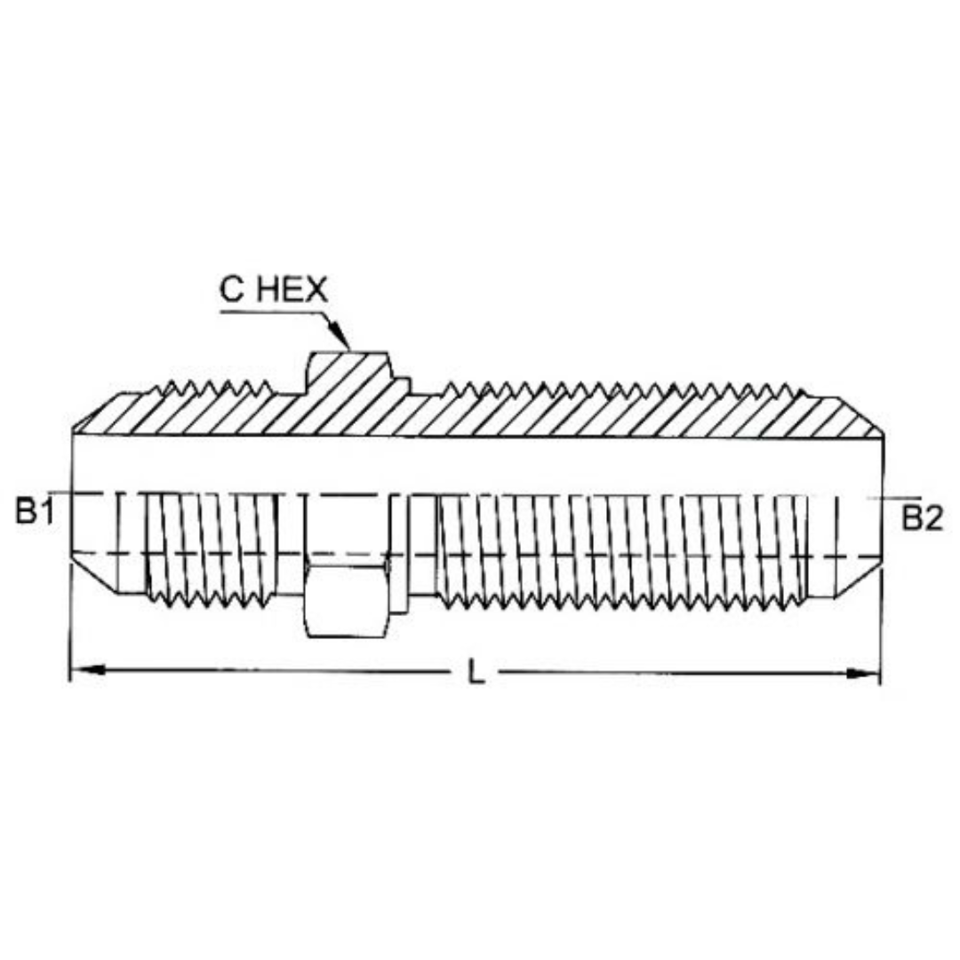2700-20-20-SS : OneHydraulics Straight Stainless Bulkhead Adapter, 1-5/8-12 (-20) Male JIC x 1-5/8-12 (-20) Male JIC, 4800psi