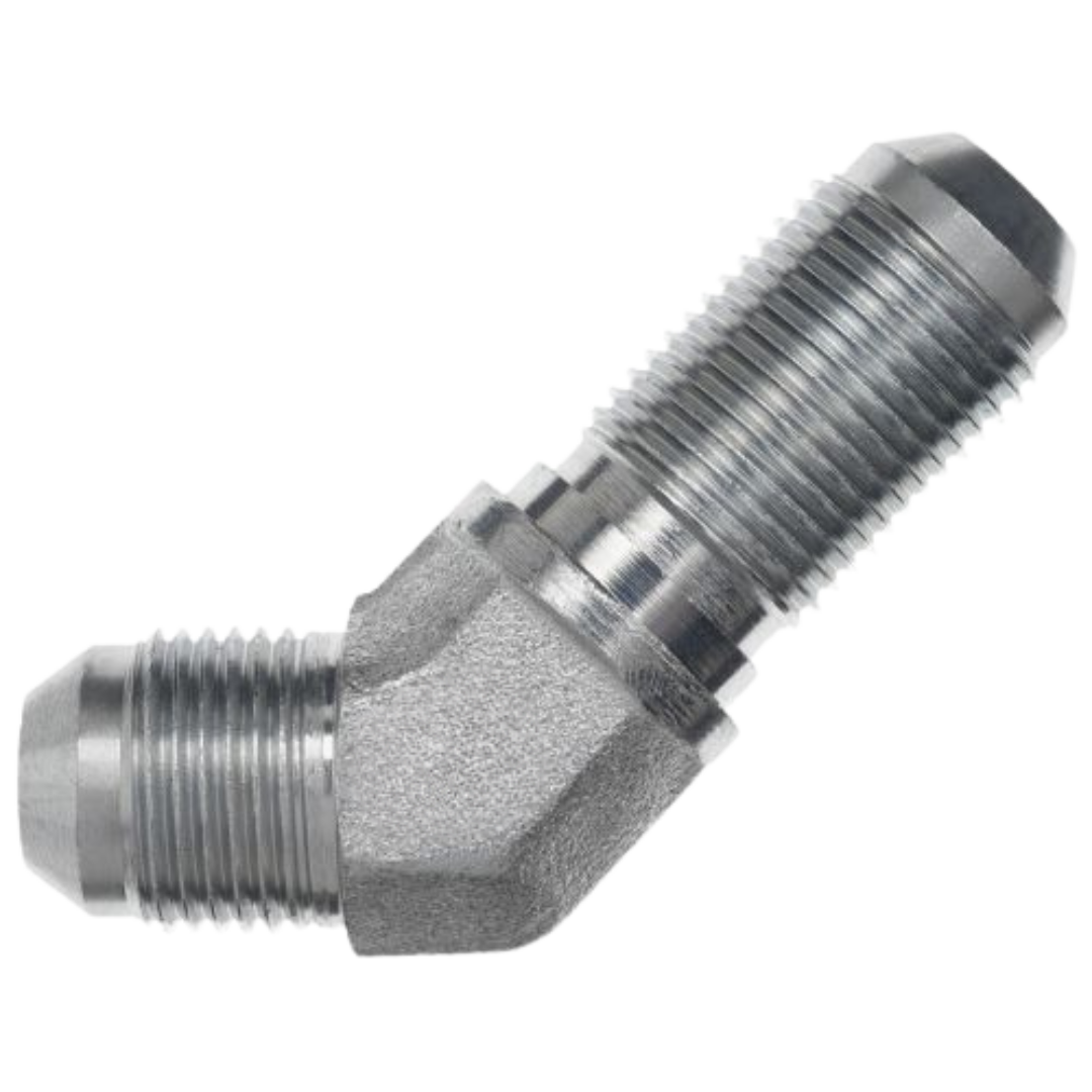 2702-12-12-SS : OneHydraulics 45-Degree Stainless Bulkhead Adapter, 1-1/16-12 (-12) Male JIC x 1-1/16-12 (-12) Male JIC, 6000psi