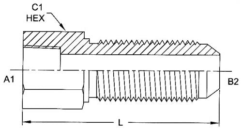 2705-16-16-SS : OneHydraulics Straight Stainless Steel Rigid Bulkhead Adapter, 1-11-1/2 (-16) Female NPT x 1-5/16-12 (-16) Male JIC, 3600psi