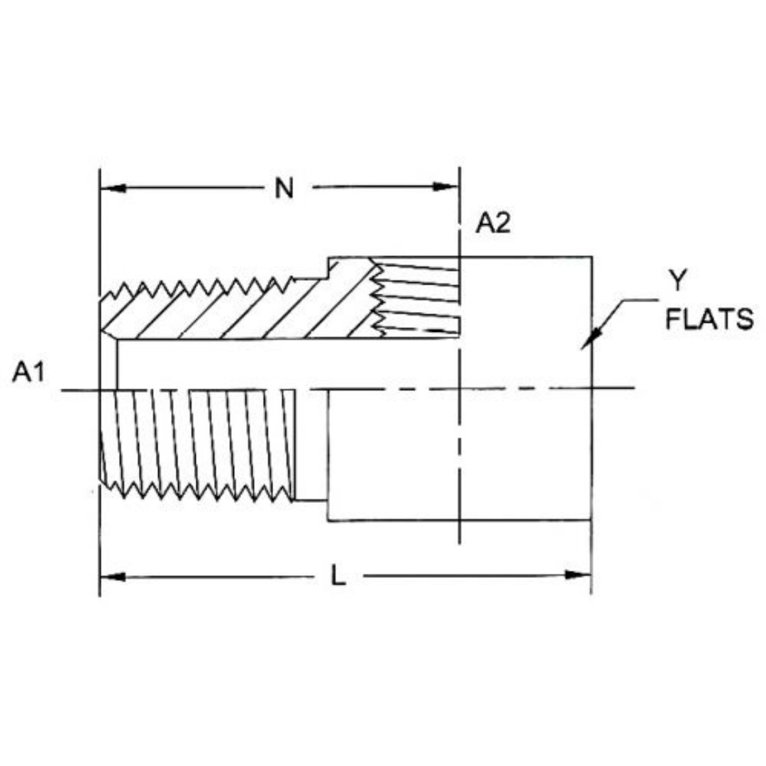 3051-12-12 : OneHydraulics 90-Degree Steel Low Profile Adapter, 1-1/16-12 (-12) Male NPTF x 1-1/16-12 (-12) Female NPTF, 4000psi