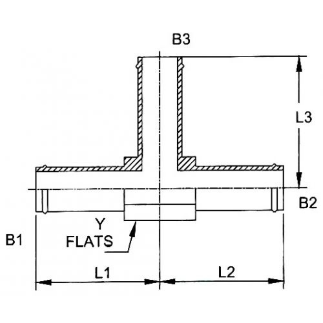 4504-06-06-06-FG : OneHydraulics Steel Tee Adapter, 3/8" (-06) Hose Barb OD x 3/8" (-06) Hose Barb OD x 3/8" (-06) Hose Barb OD