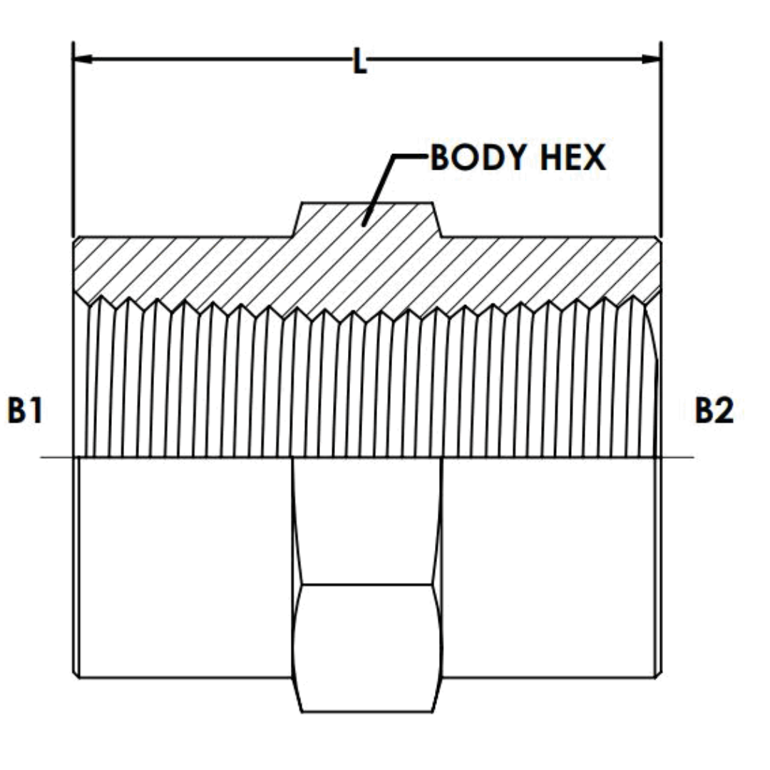 5000-12-12-SS : OneHydraulics Straight Stainless Adapter, 3/4-14 (-12) Female NPT x 3/4-14 (-12) Female NPT, 4800psi