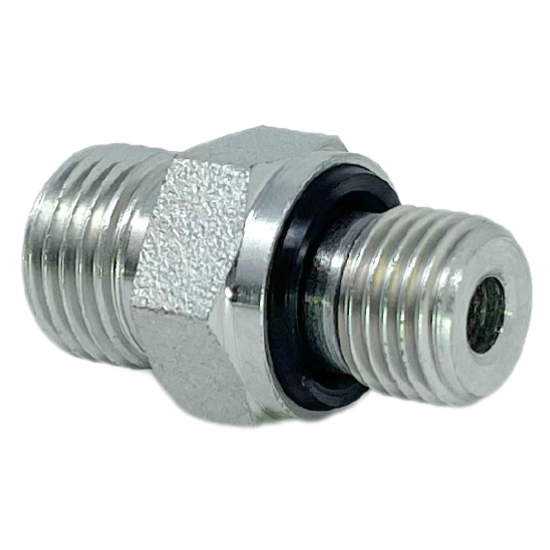 SS5002S-10-08 : Adaptall Straight Stainless Adapter, M18 X 1.5 (-S10) Male Heavy Duty DIN Tube x 1/2-14 (-08) Male BSPP