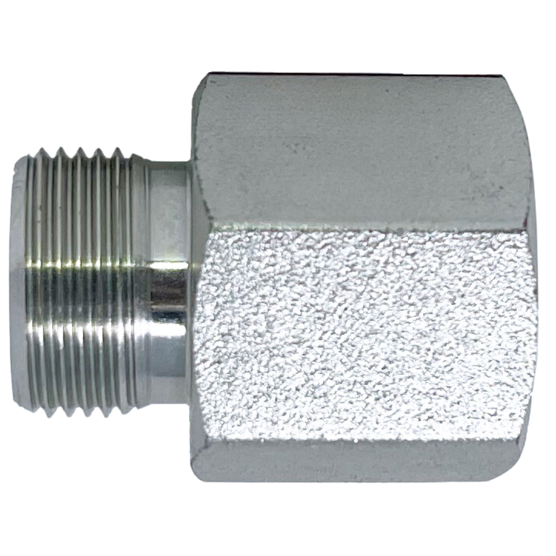 5009GCS-12-08 : Adaptall Straight Steel Gauge Coupling, M20 X 1.5 (-S12) Male Heavy DIN x G 1/2-14 (-08) Female BSPP