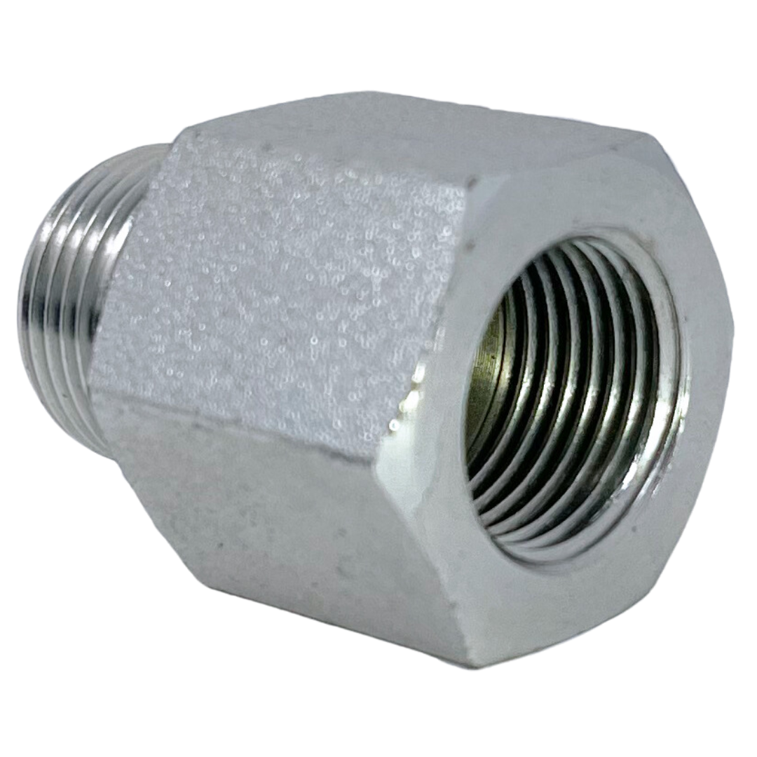 5009S-08-04 : Adaptall Straight Steel Rigid Adapter, M16 X 1.5 (-S08) Male Heavy DIN x G 1/4-19 (-04) Female BSPP