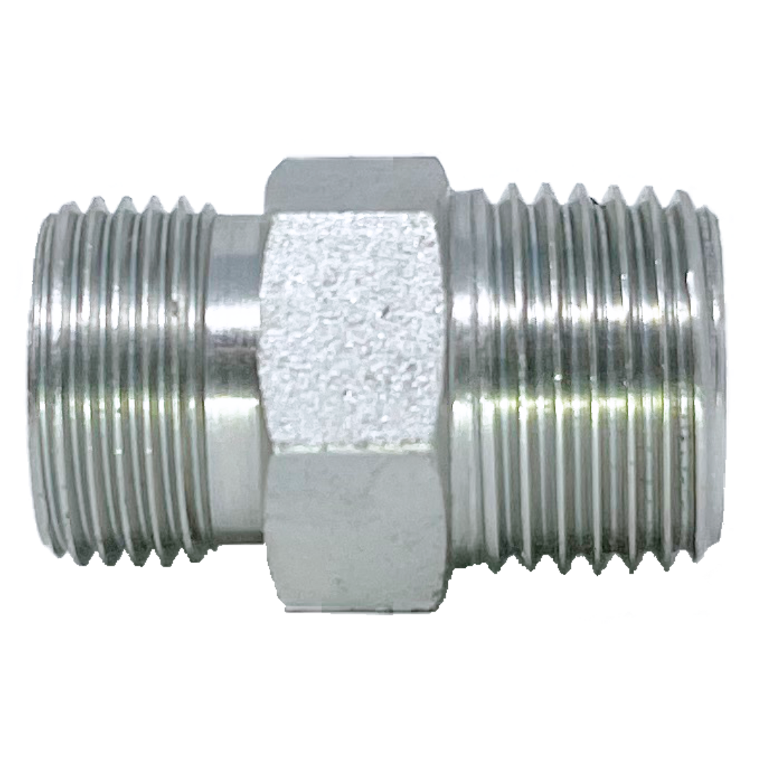 5011S-10-06 : Adaptall Straight Steel Adapter, M18 X 1.5 (-S10) Male Heavy Duty DIN Tube x R 3/8-19 (-06) Male BSPT