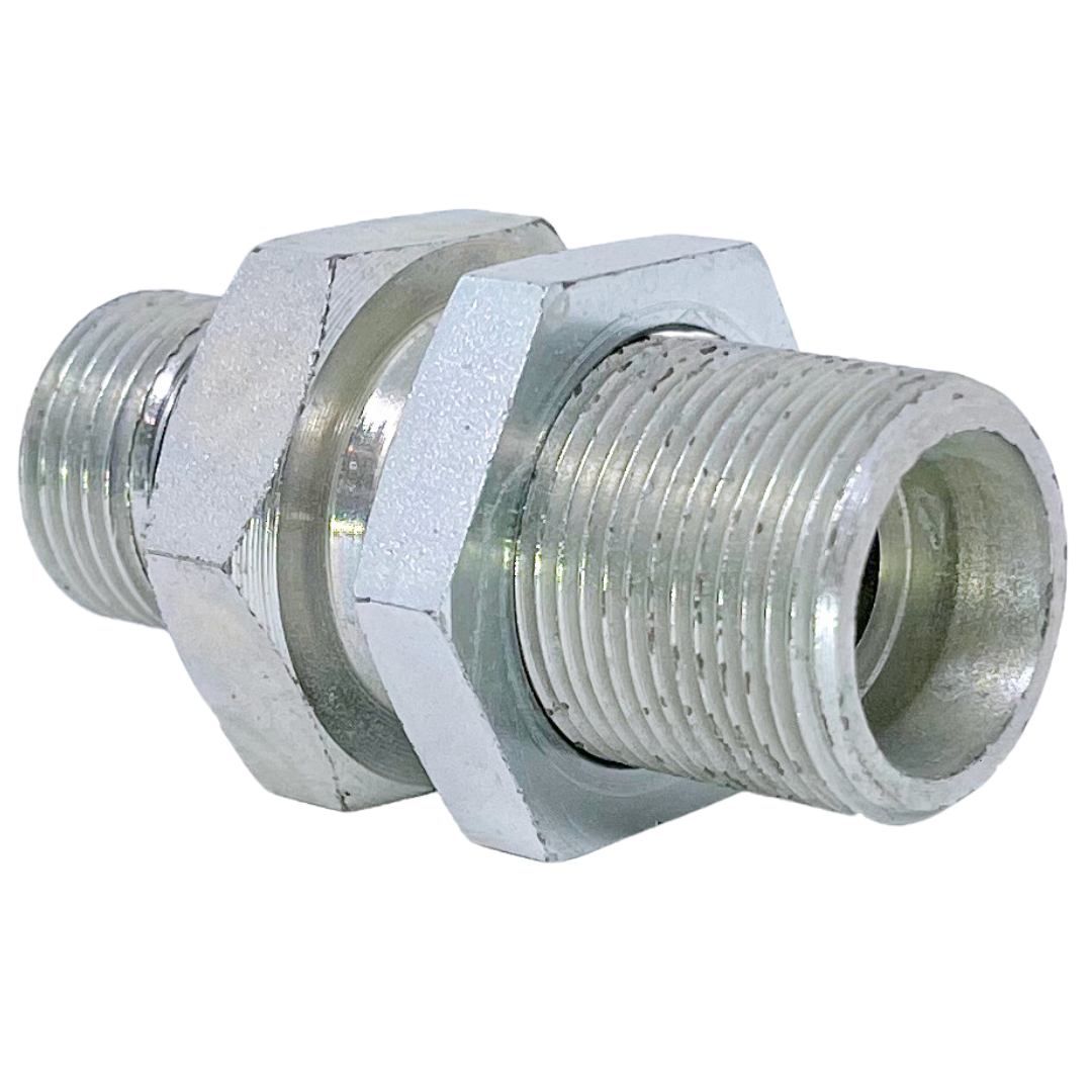 5040-S12-06ESX : Adaptall Straight Steel Bulkhead Adapter, M20 X 1.5 (-S12) Male Heavy DIN x G 3/8-19 (-06) Male BSPP