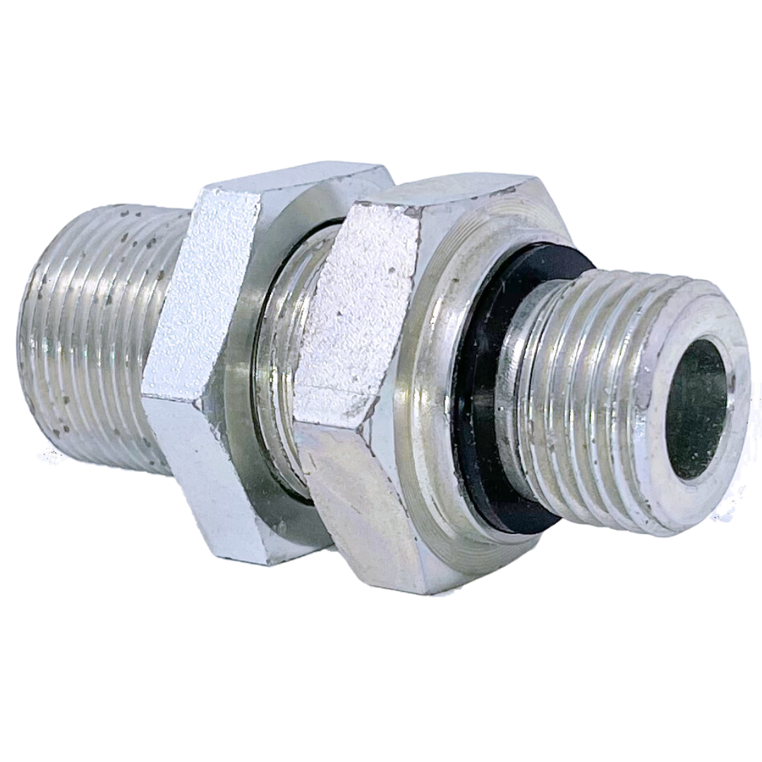 5040-S12-06ESX : Adaptall Straight Steel Bulkhead Adapter, M20 X 1.5 (-S12) Male Heavy DIN x G 3/8-19 (-06) Male BSPP