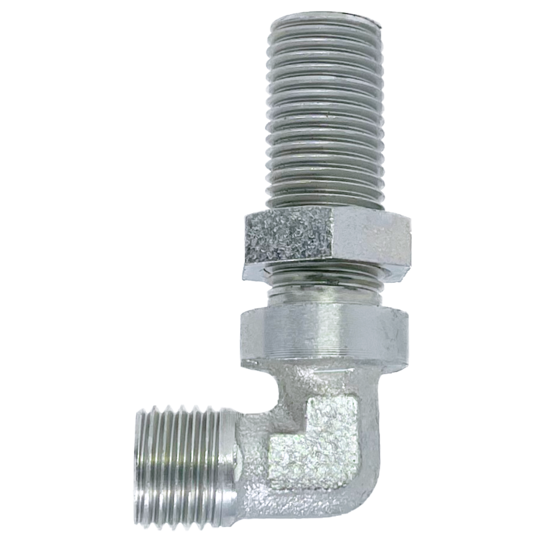 SS5042L-08 : Adaptall 90-Degree Stainless Bulkhead Union Adapter, M14 X 1.5 (-L08) Male Light Duty DIN x M14 X 1.5 (-L08) Male Light Duty DIN