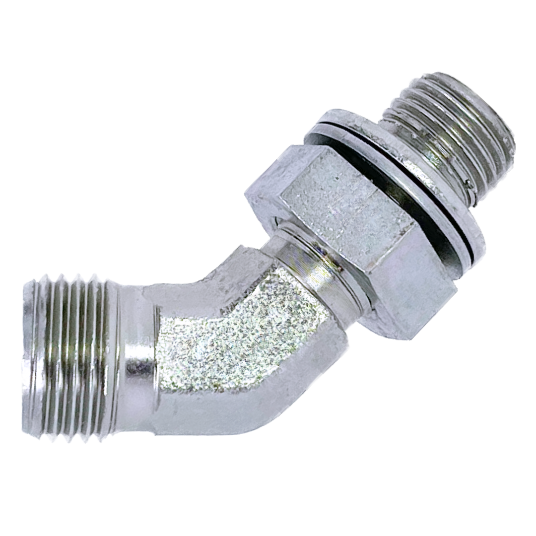 5058S-25-16 : Adaptall 45-Degree Steel Adapter, M36 X 2.0 (-S25) Male Heavy Duty DIN x 1-11 (-16) Male Adjustable BSPP