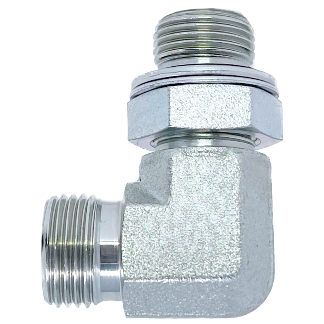 SS5059S-06-04 : Adaptall 90-Degree Stainless Adapter, M14 X 1.5 (-S06) Male Heavy Duty DIN x 1/4-19 (-04) Male Adjustable BSPP