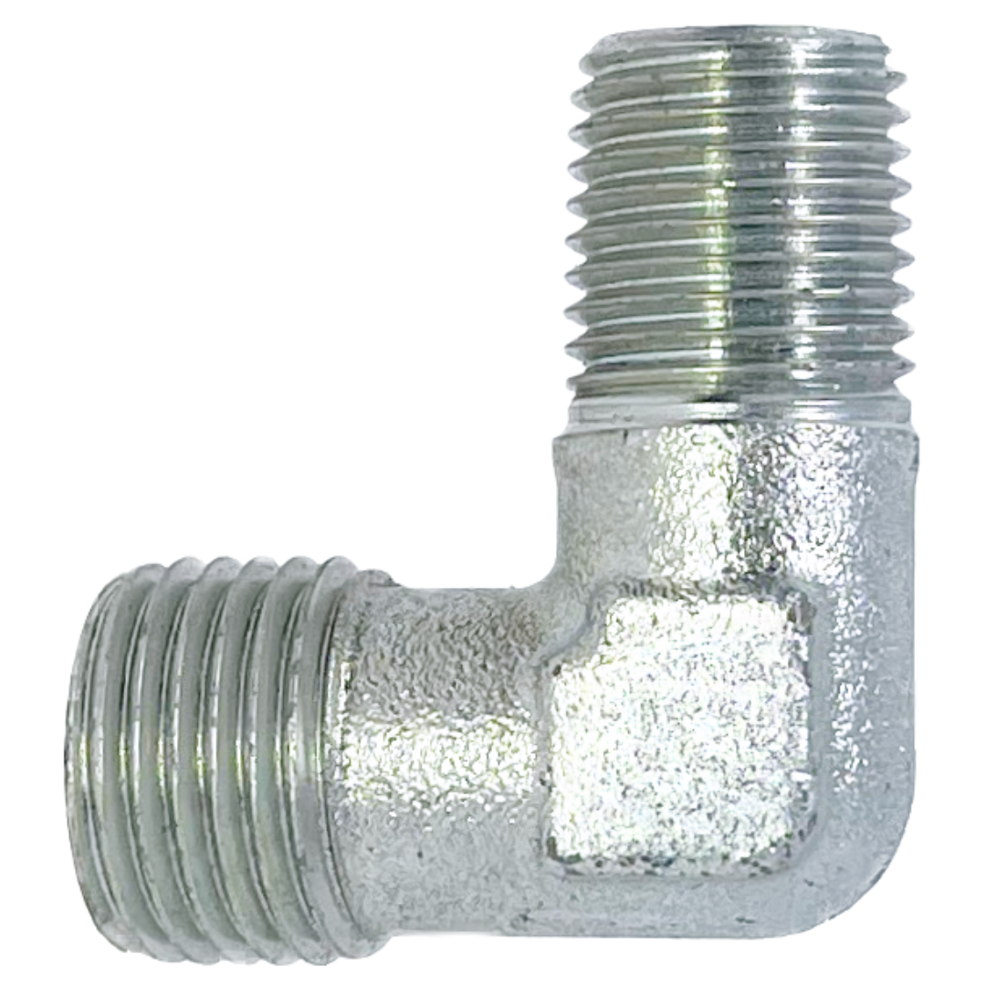 5063S-20-12 : Adaptall 90-Degree Steel Adapter, M30 X 2.0 (-S20) Male Heavy Duty DIN x 3/4-14 (-12) Male BSPT