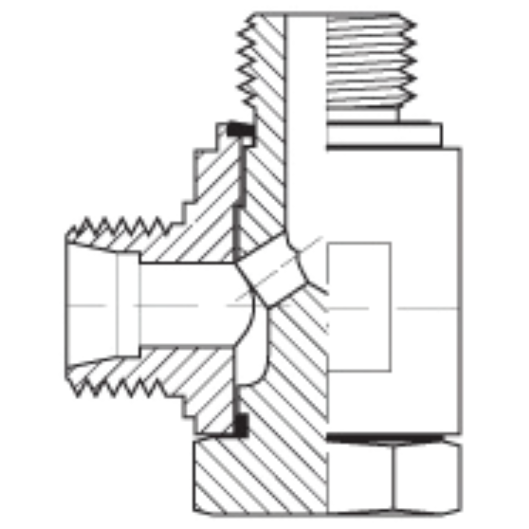 5069BJL-08-12 : Adaptall 90-Degree Steel Banjo Adapter, M14 X 1.5 (-L08) Male Light Duty DIN x M12 X 1.5 (12mm) Male Metric ES-Seal