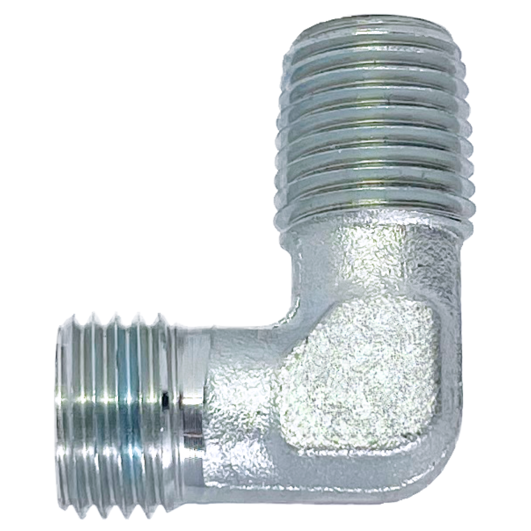 SS5070L-12-04C : Adaptall 90-Degree Stainless Adapter, M18 X 1.5 (-LL12) Male Extra Light Duty DIN x 1/4-18 (-04) Male NPT