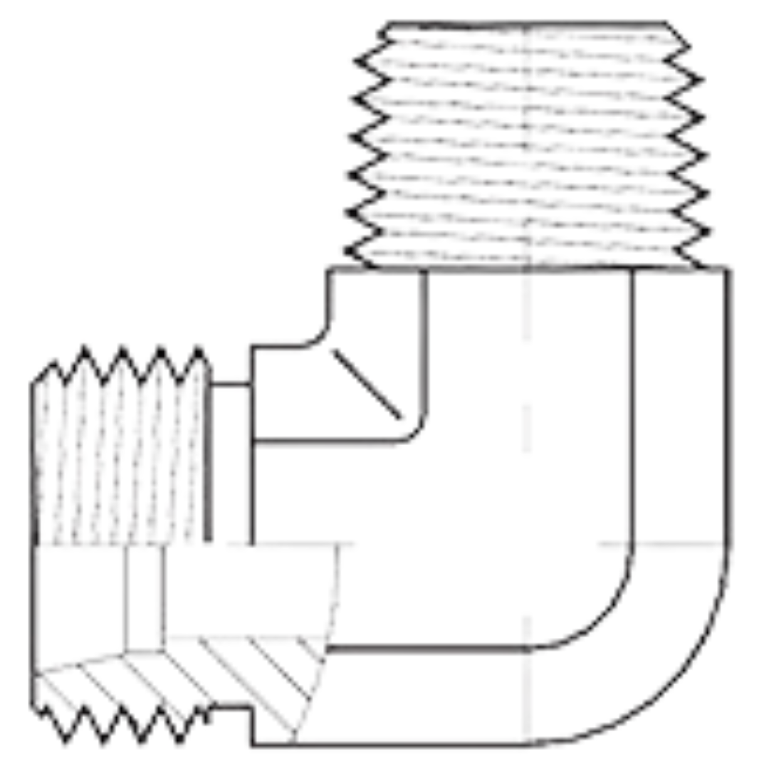 5070S-14-06 : Adaptall 90-Degree Steel Adapter, M22 X 1.5 (-S14) Male Heavy Duty DIN x 3/8-18 (-06) Male NPT