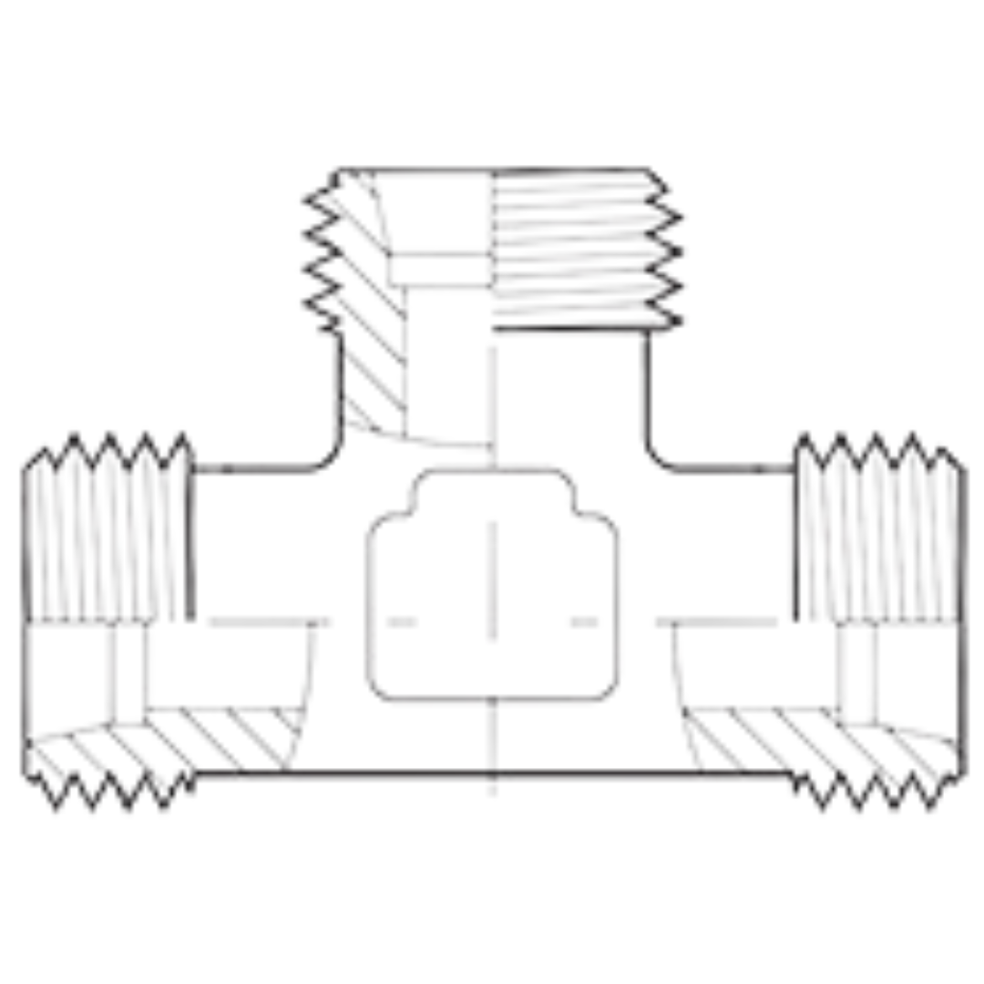 SS5080S-20 : Adaptall Union Tee Stainless Adapter, M30 X 2.0 (-S20) Male Heavy Duty DIN x M30 X 2.0 (-S20) Male Heavy Duty DIN x M30 X 2.0 (-S20) Male Heavy Duty DIN