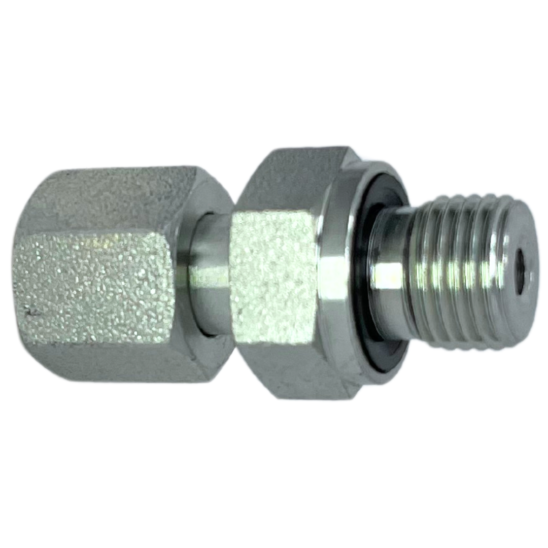 5302L-15-08 : Adaptall Straight Steel Swivel Adapter, M22 X 1.5 (-L15) Female Light Duty DIN Tube x 1/2-14 (-08) Male BSPP