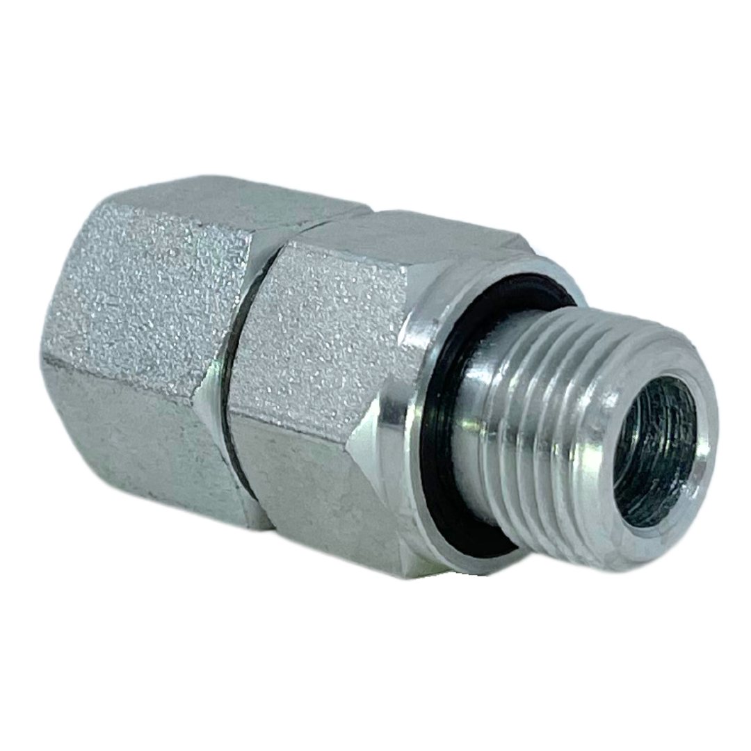 5302S-10-06 : Adaptall Straight Steel Adapter, M18 X 1.5 (-S10) Female Heavy Duty DIN Tube x 3/8-19 (-06) Male BSPP