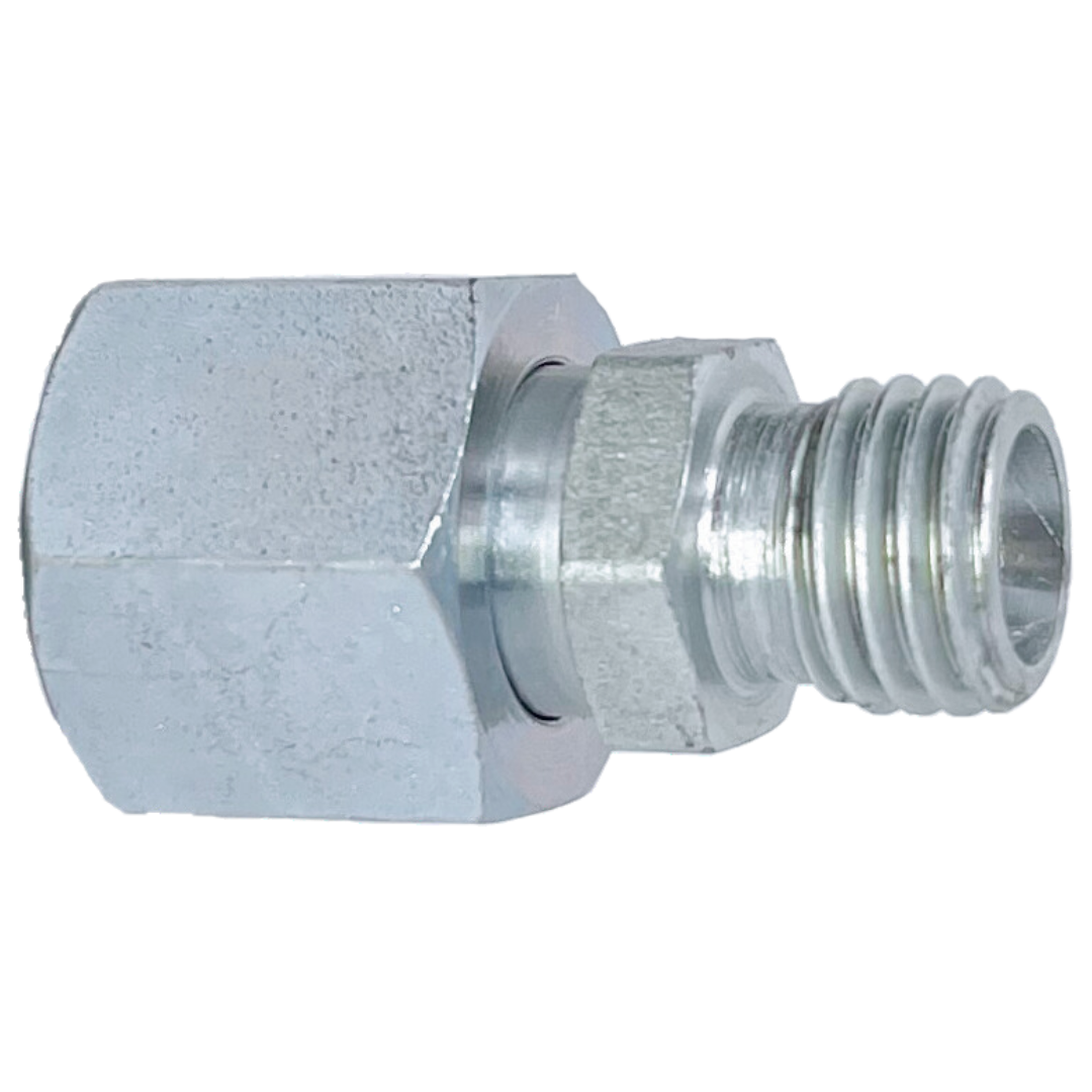 5315L-35-28 : Adaptall Straight Steel Swivel Adapter, M45 X 2.0 (-L35) Female Light DIN x M36 X 2.0 (-L28) Male Light DIN