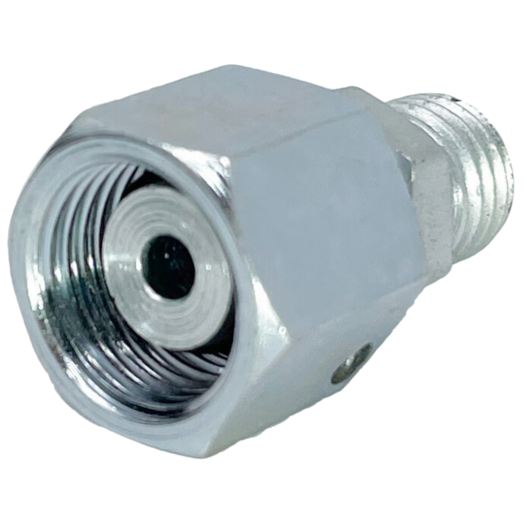 5315L-35-28 : Adaptall Straight Steel Swivel Adapter, M45 X 2.0 (-L35) Female Light DIN x M36 X 2.0 (-L28) Male Light DIN