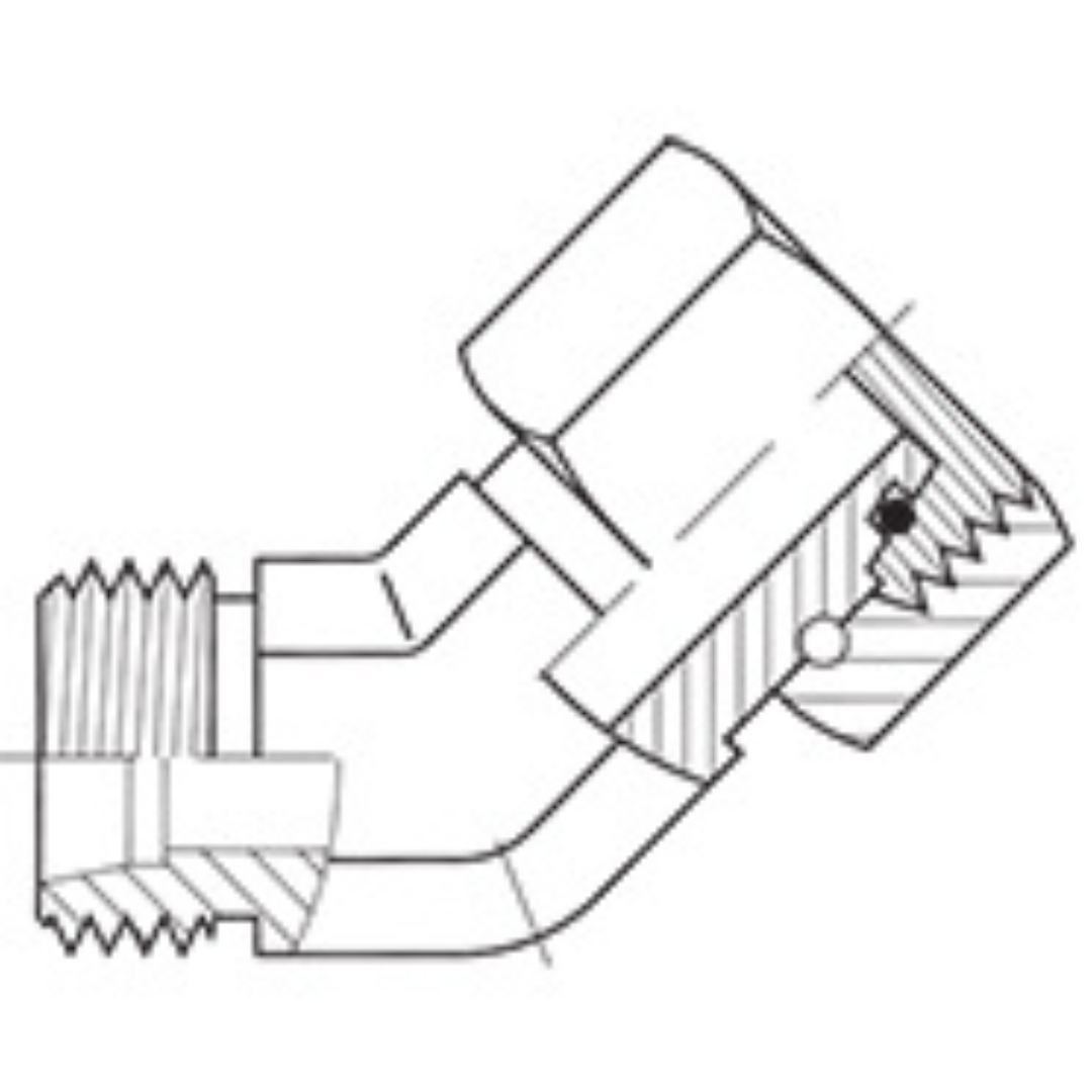 5362L-06 : Adaptall 45-Degree Steel Adapter, M12 X 1.5 (-L06) Male Light Duty DIN x M12 X 1.5 (-L06) Female Light Duty DIN