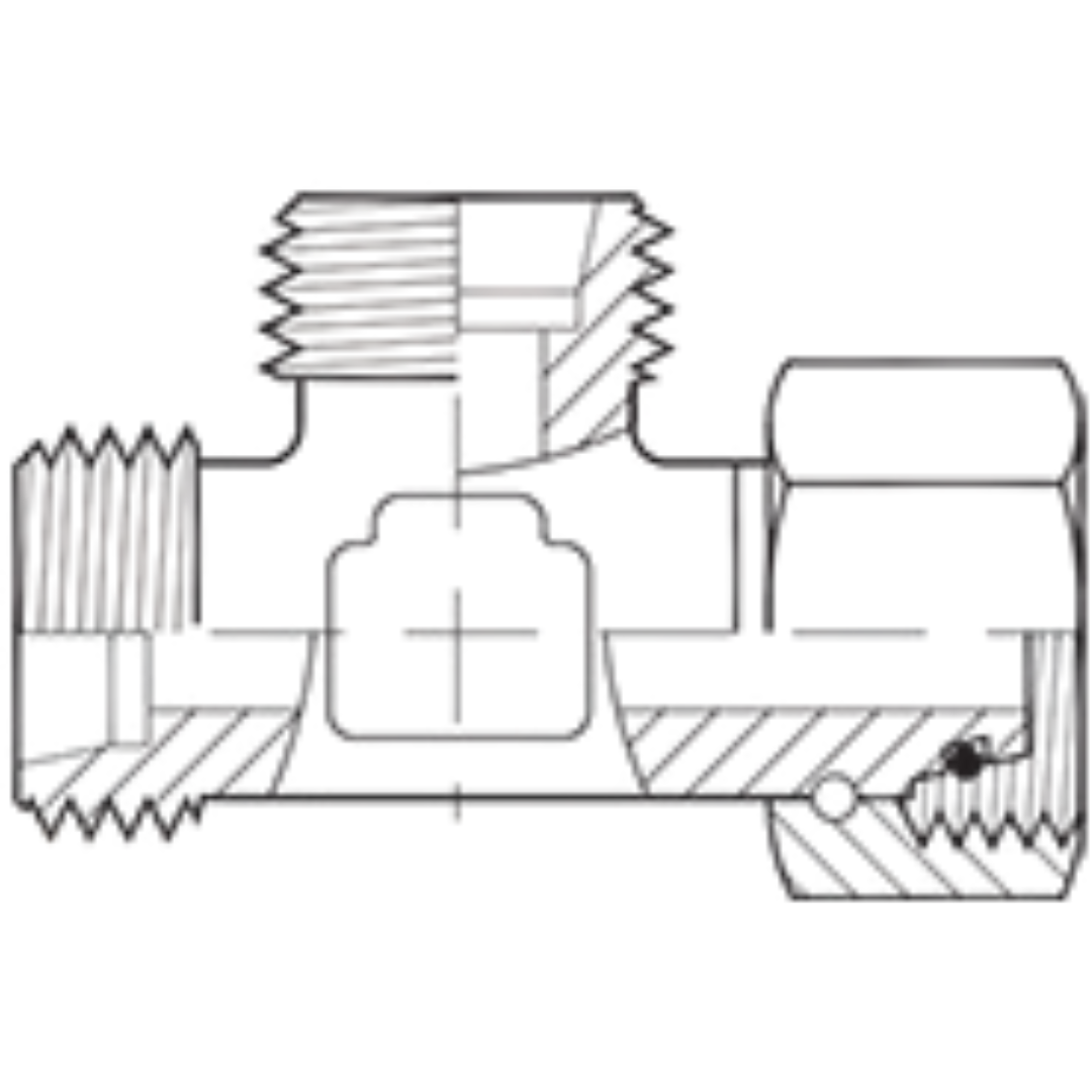 SS5390S-06 : Adaptall Run Tee Stainless Adapter, M14 X 1.5 (-S06) Male Heavy Duty DIN x M14 X 1.5 (-S06) Male Heavy Duty DIN x M14 X 1.5 (-S06) Female Heavy Duty DIN Swivel