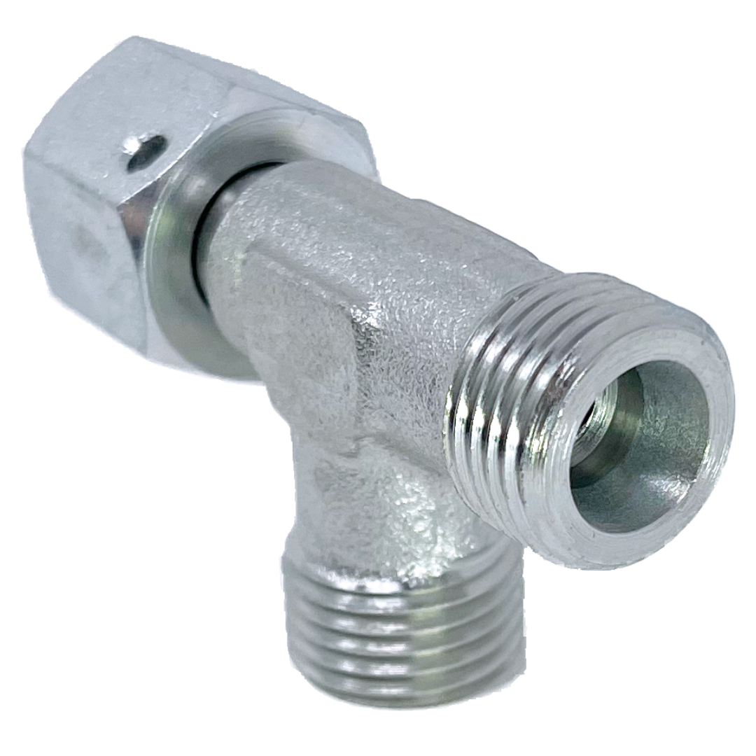 SS5390S-06 : Adaptall Run Tee Stainless Adapter, M14 X 1.5 (-S06) Male Heavy Duty DIN x M14 X 1.5 (-S06) Male Heavy Duty DIN x M14 X 1.5 (-S06) Female Heavy Duty DIN Swivel