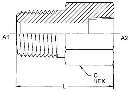 5405-08-16 : OneHydraulics Straight Steel Rigid Expander Adapter, 1/2-14 (-08) Male NPT x 1-11-1/2 (-16) Female NPT, 3000psi