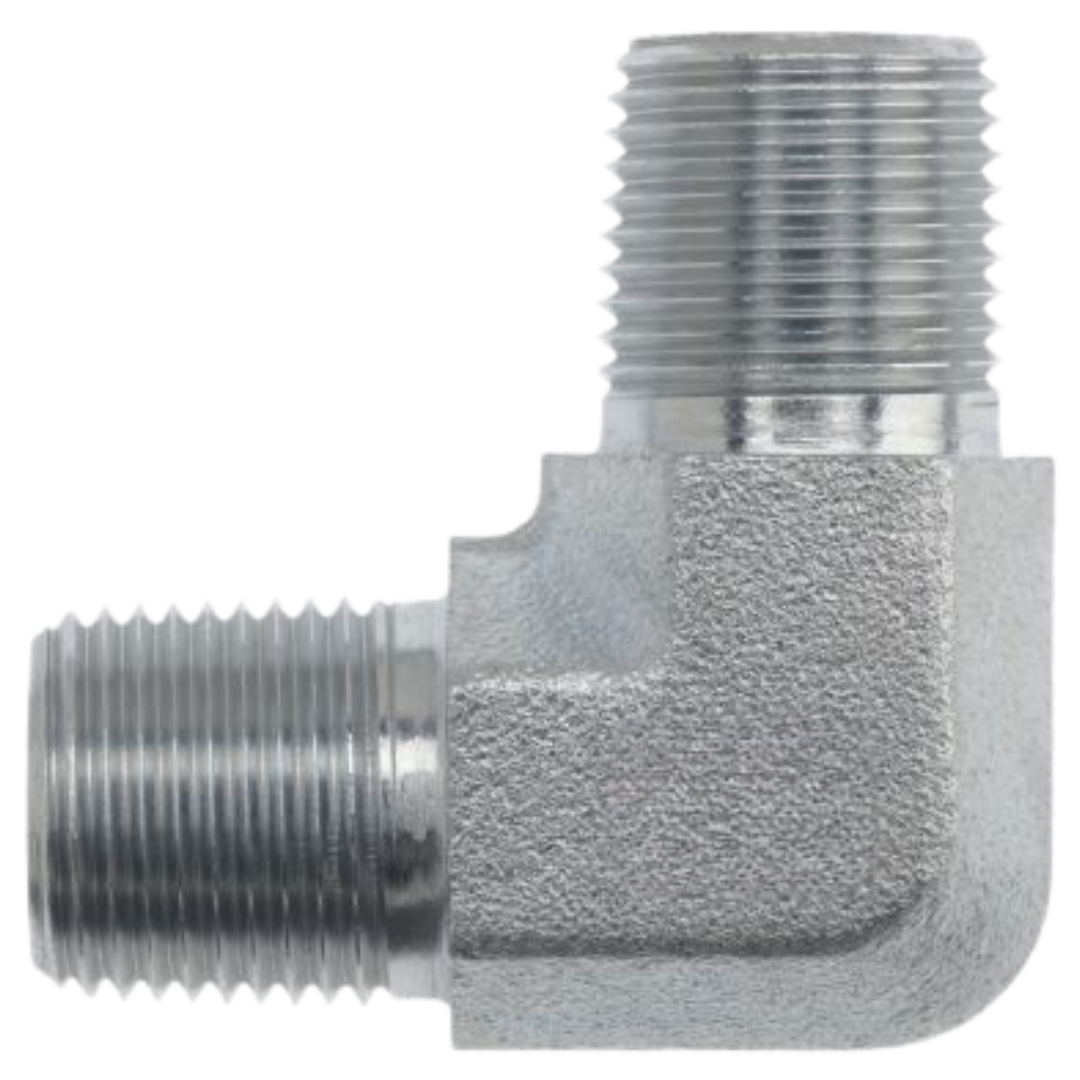5500-04-04-SS : OneHydraulics 90-Degree Stainless Adapter, 1/4-18 (-04) Male NPTF x 1/4-18 (-04) Male NPTF, 7200psi